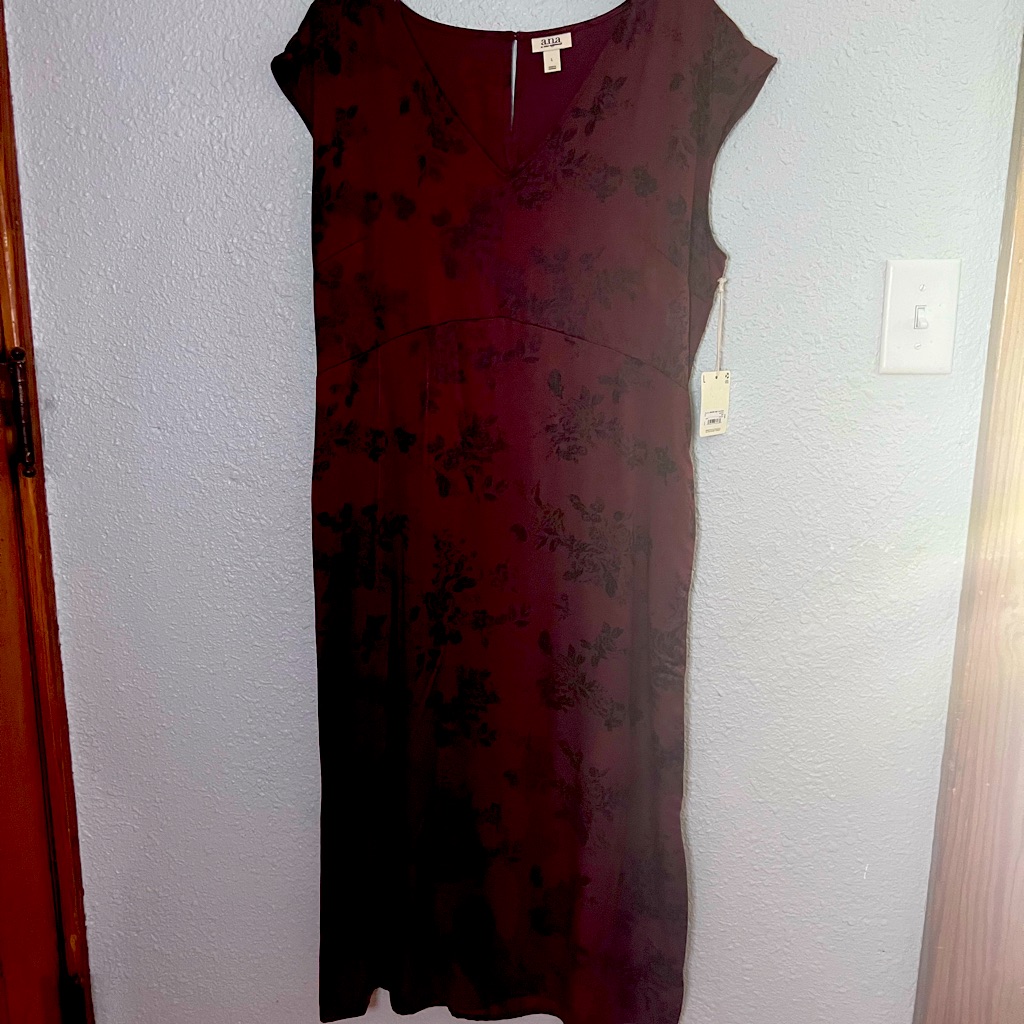 A.N.A Red Sleeveless V-Neck Sheath Midi Dress